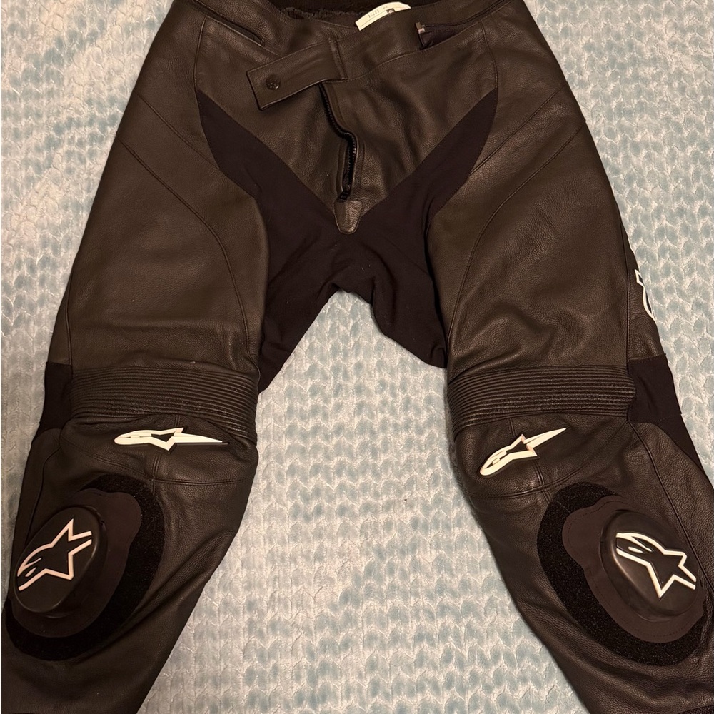 Alpinestars Black Leather Riding Pants